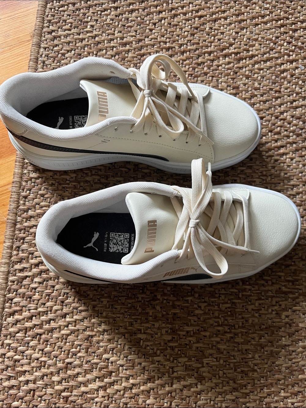 Puma Off-White and Black Low-Top Sneakers